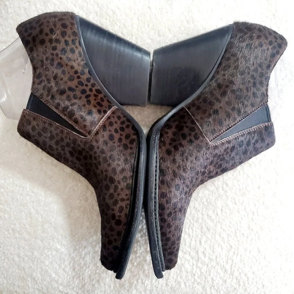 Jeffrey Campbell Leopard Pointed Toe Calf Hair Ankle Boots Size 9.5